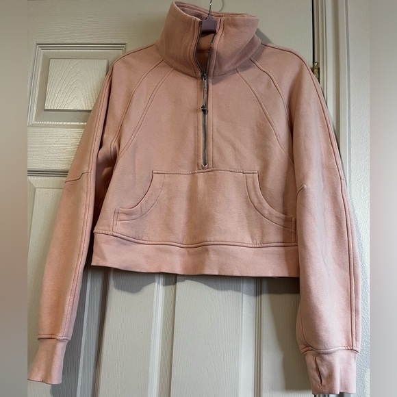 Lululemon Scuba Oversized Cropped Half Zip In Peach Satin Women’s Size XS/S - Picture 8 of 10